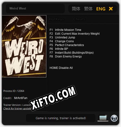 Weird West: Трейнер +8 [v1.4]