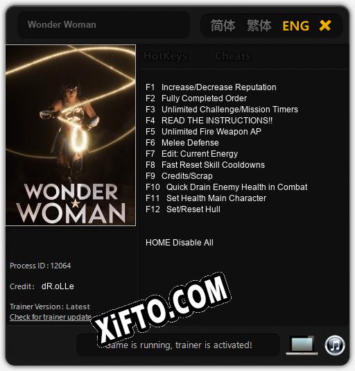 Wonder Woman: Читы, Трейнер +12 [dR.oLLe]
