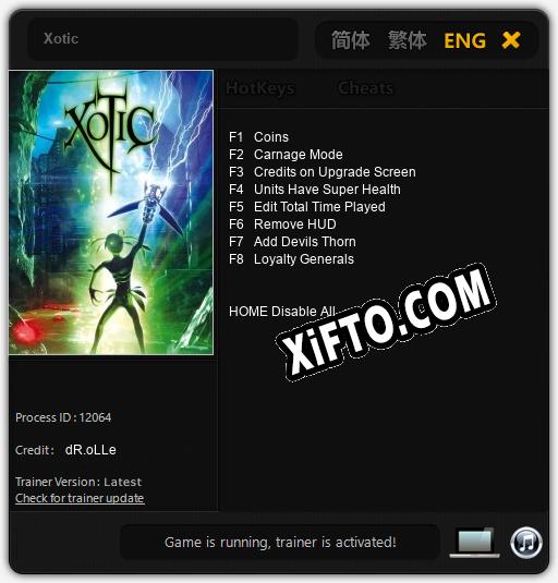 Xotic: ТРЕЙНЕР И ЧИТЫ (V1.0.22)