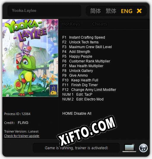 Трейнер для Yooka-Laylee [v1.0.2]