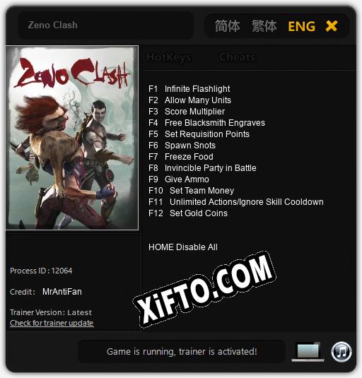 Трейнер для Zeno Clash [v1.0.8]