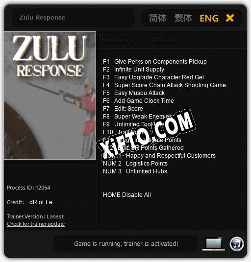 Zulu Response: ТРЕЙНЕР И ЧИТЫ (V1.0.97)